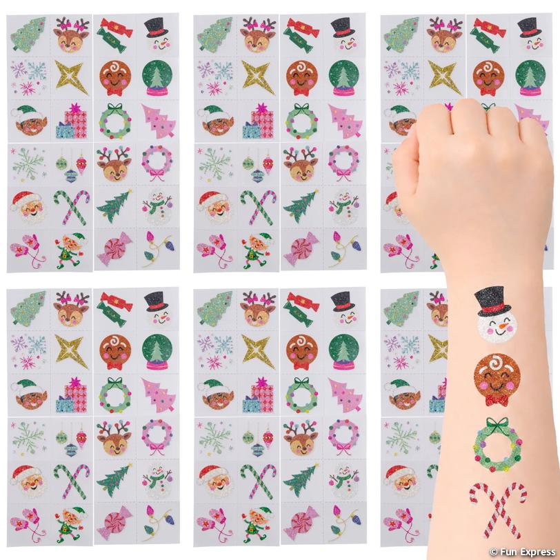 Bulk Christmas Glitter Temporary Tattoos